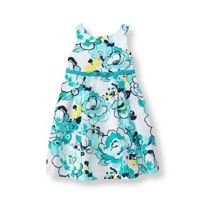 NWT Janie and Jack teal floral pique dress 12-18 m